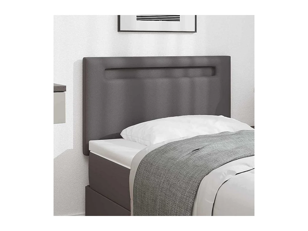 Tête de lit avec des lumières à LED Gris 90 cm PVC
