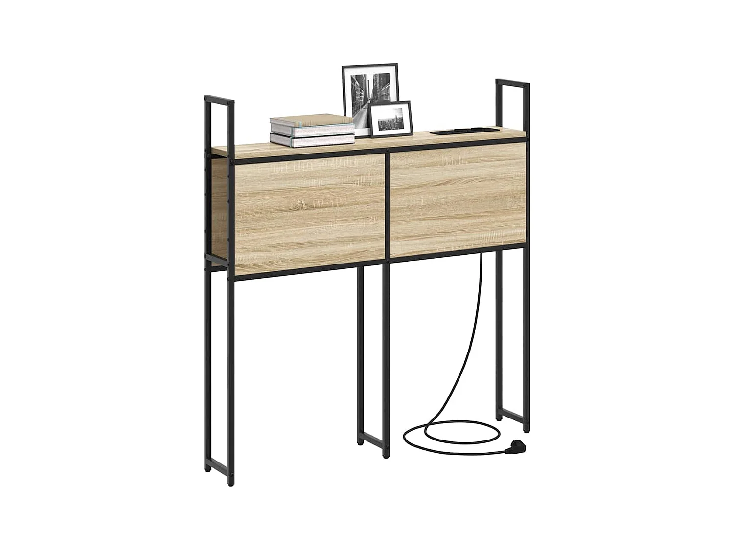 Tête de lit avec Station de Charge Chêne sonoma