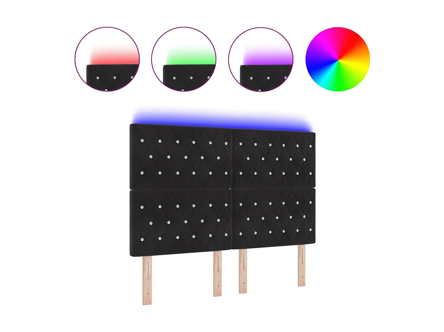 Tête de Lit LED avec des lumières à LED Noir 80 cm Velours