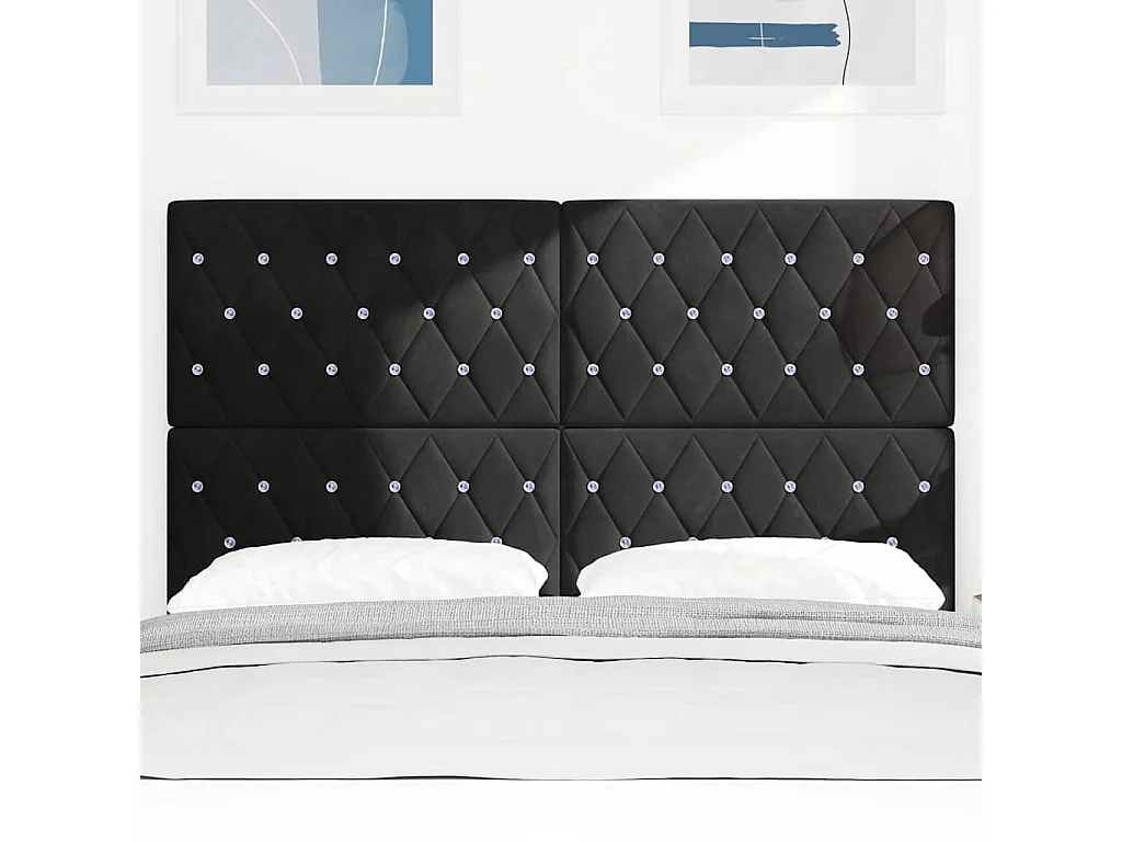 Tête de Lit LED avec des lumières à LED Noir 80 cm Velours