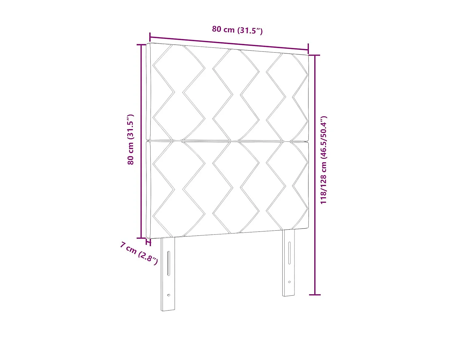 Tête de Lit en Tissu Géométrique Marron foncé 80 cm tissu