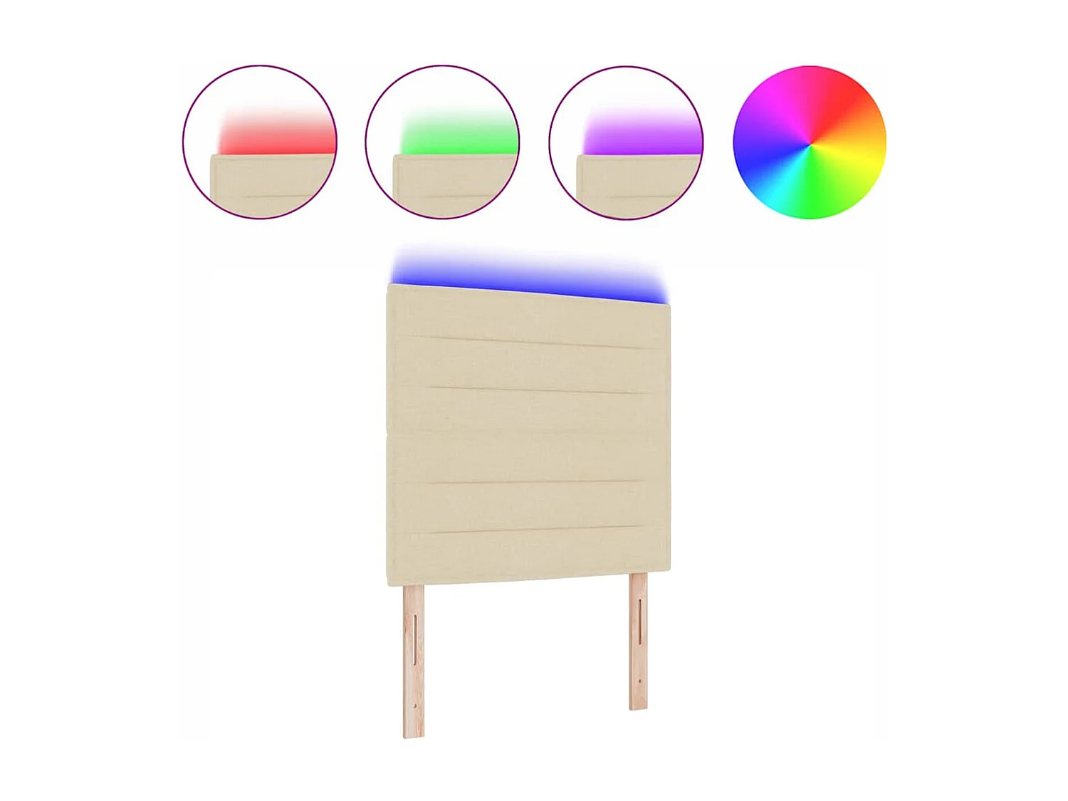 Tête de lit LED avec des lumières à LED Crème 80 cm tissu