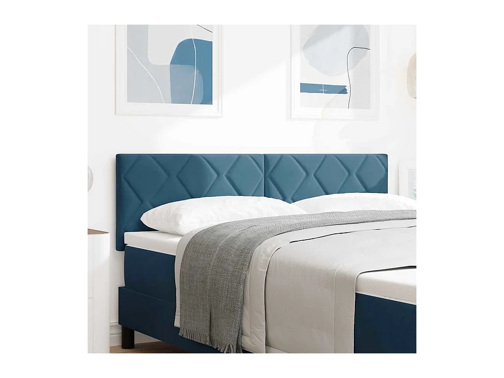 Tête de lit Montage mural Géométrique Bleu foncé 160 cm Velours