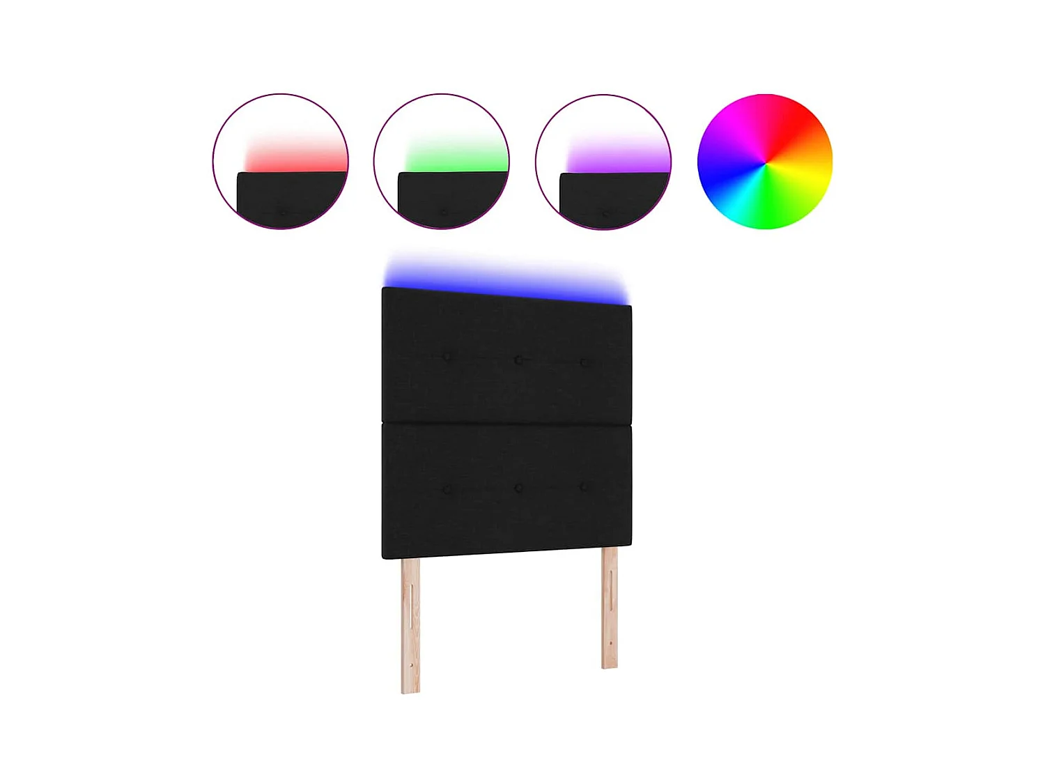 Tête de Lit LED avec des lumières à LED Noir 100 cm tissu