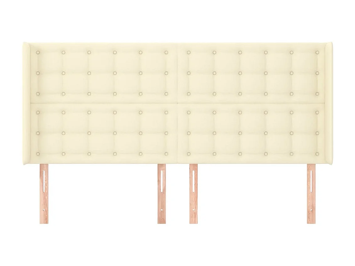 Cabecero con orejas cuero sintético crema 163x16x118/128cm