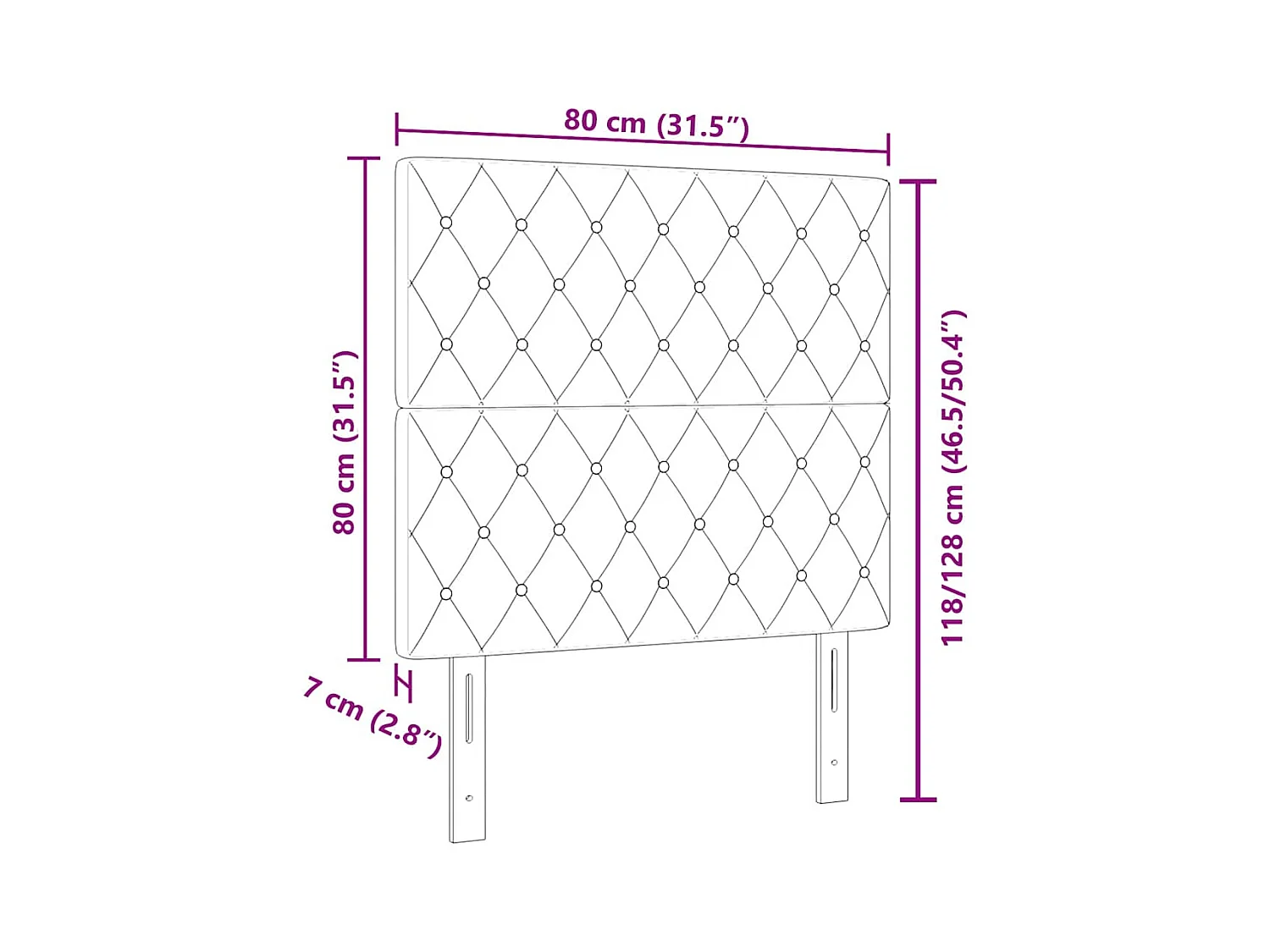 Tête de Lit en Velours Argyle Bleu foncé 80 cm Velours