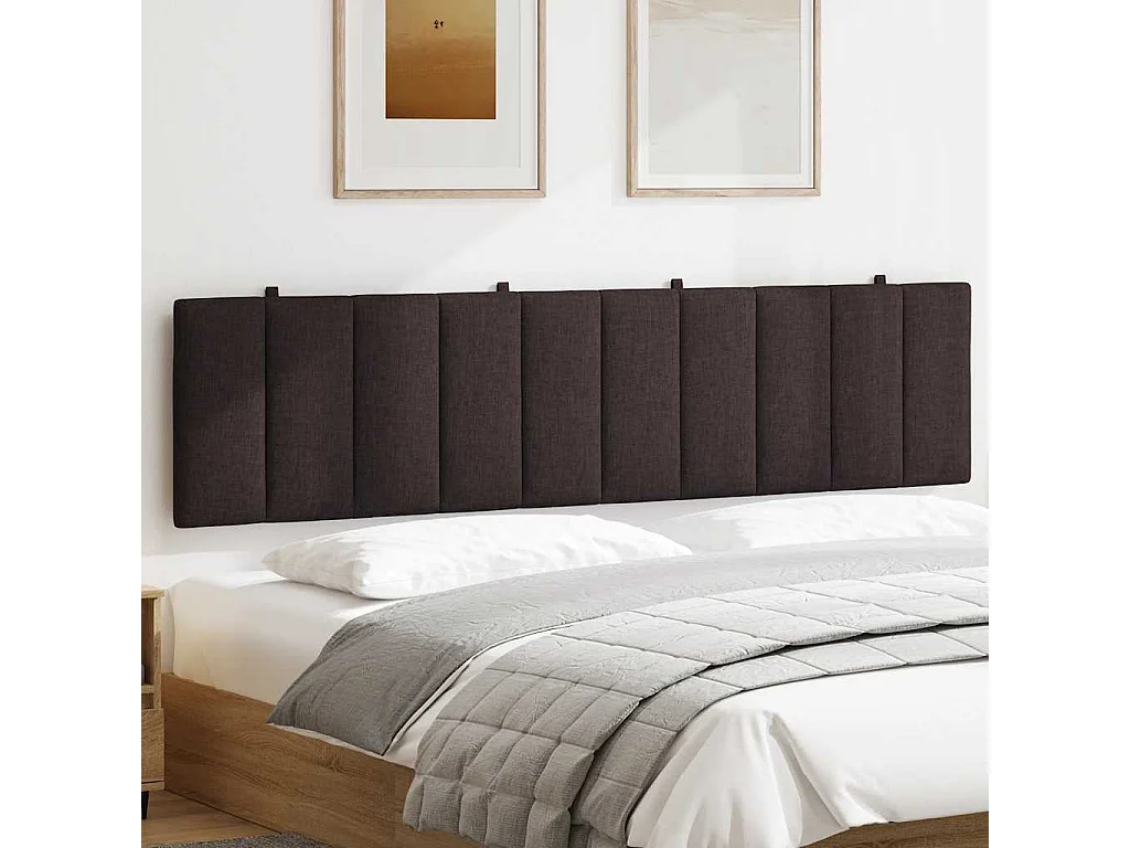 Cabecero de cama acolchado tela marrón oscuro 200 cm
