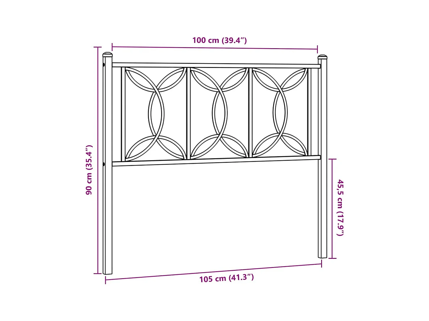 Tête de lit métal blanc 100 cm