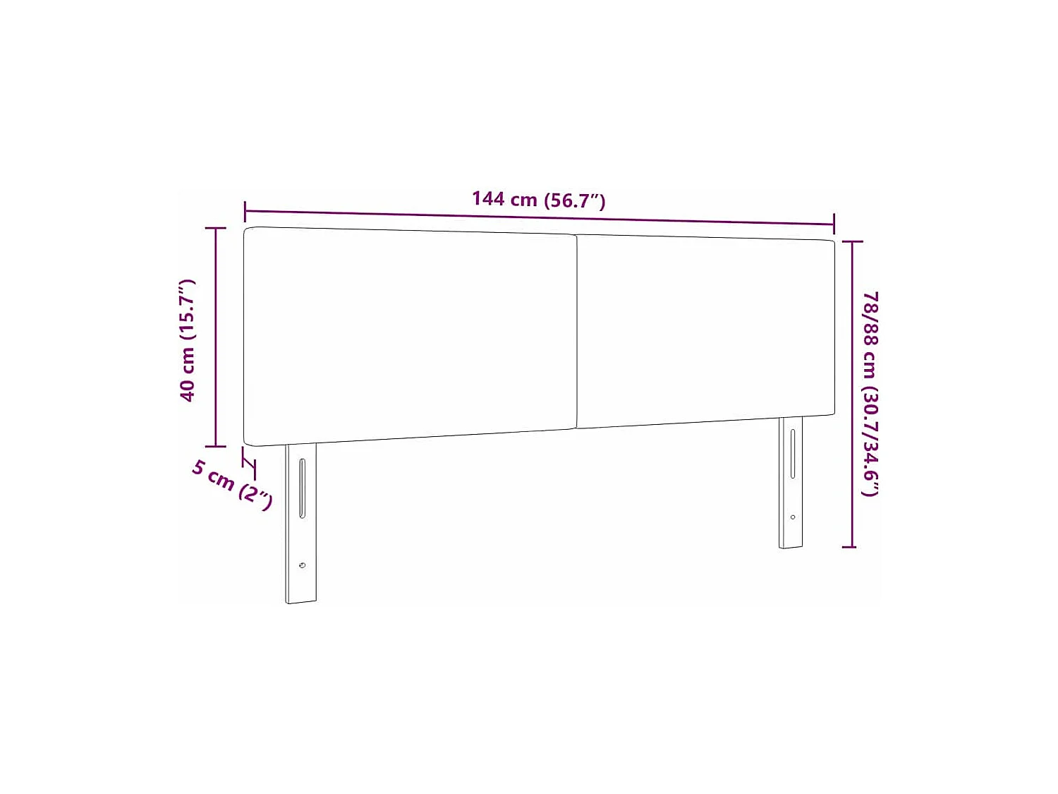 Tête de lit avec tête de lit Gris foncé 140 cm Tissu côtelé