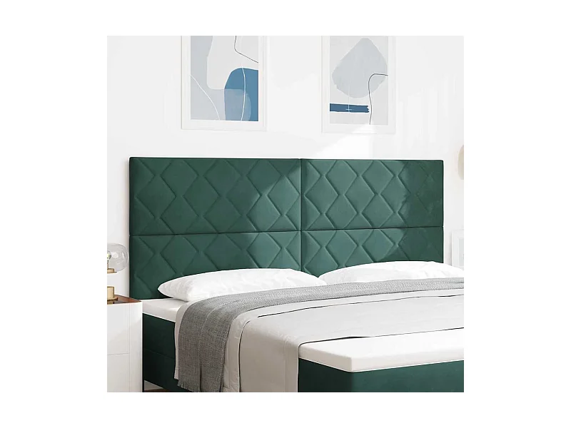 Tête de Lit LED Géométrique Vert foncé 200 cm Velours