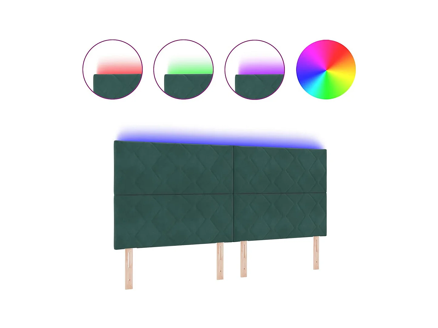 Tête de Lit LED Géométrique Vert foncé 200 cm Velours