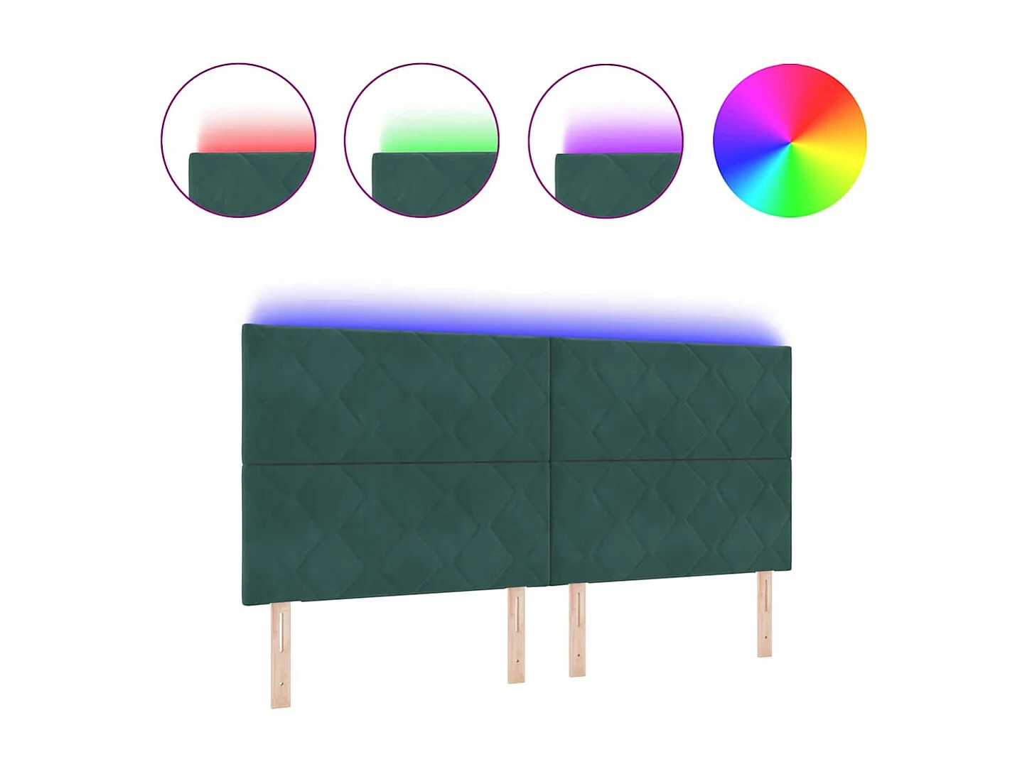 LED Hoofdbord met LED -striplichten Donkergroen 200 cm Fluweel