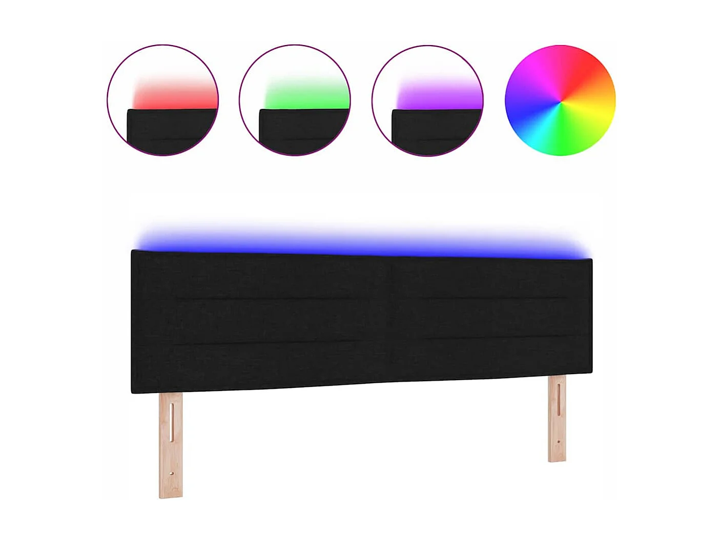 Tête de lit LED avec des lumières à LED Noir 160 cm tissu