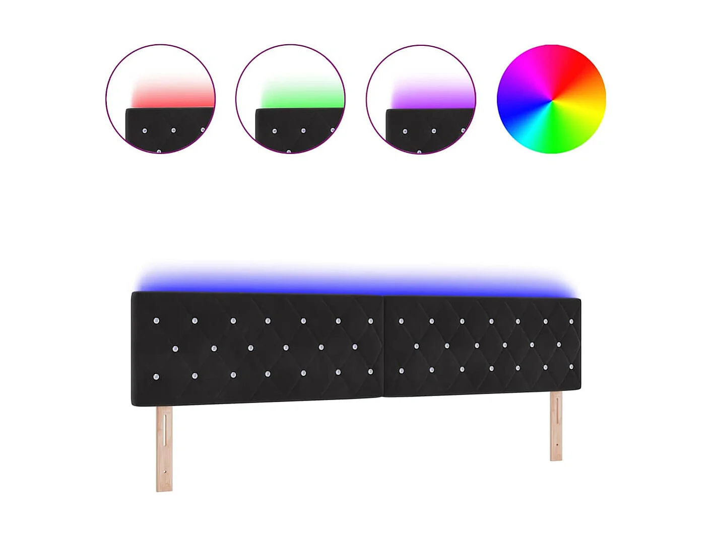 LED-hoofdeind met LED -striplichten Geruit Zwart 100 cm Fluweel