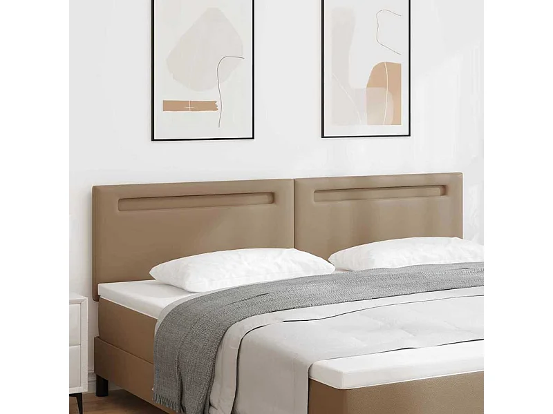 Tête de lit avec des lumières à LED Cappuccino 200 cm PVC