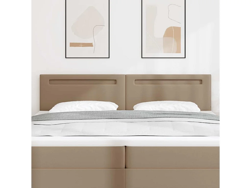 Tête de lit avec des lumières à LED Cappuccino 200 cm PVC