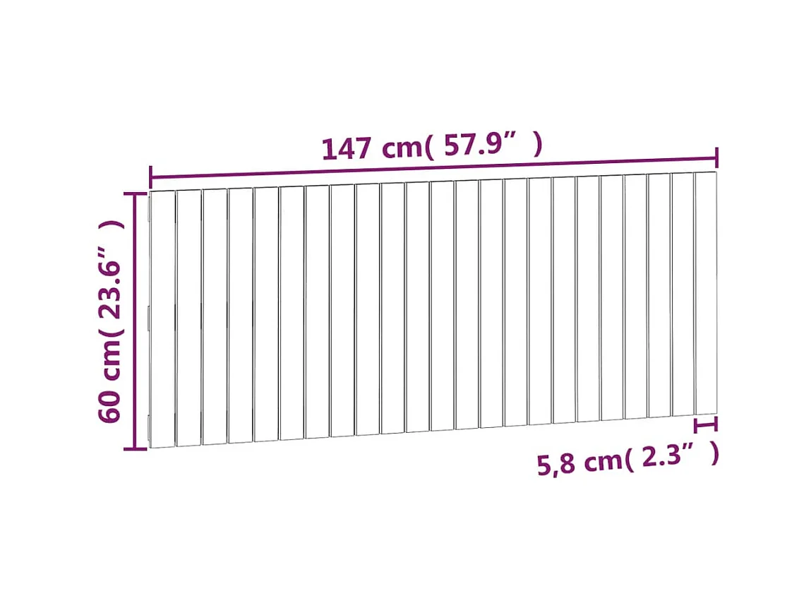 Tête de lit murale 147x3x60 cm Bois massif de pin