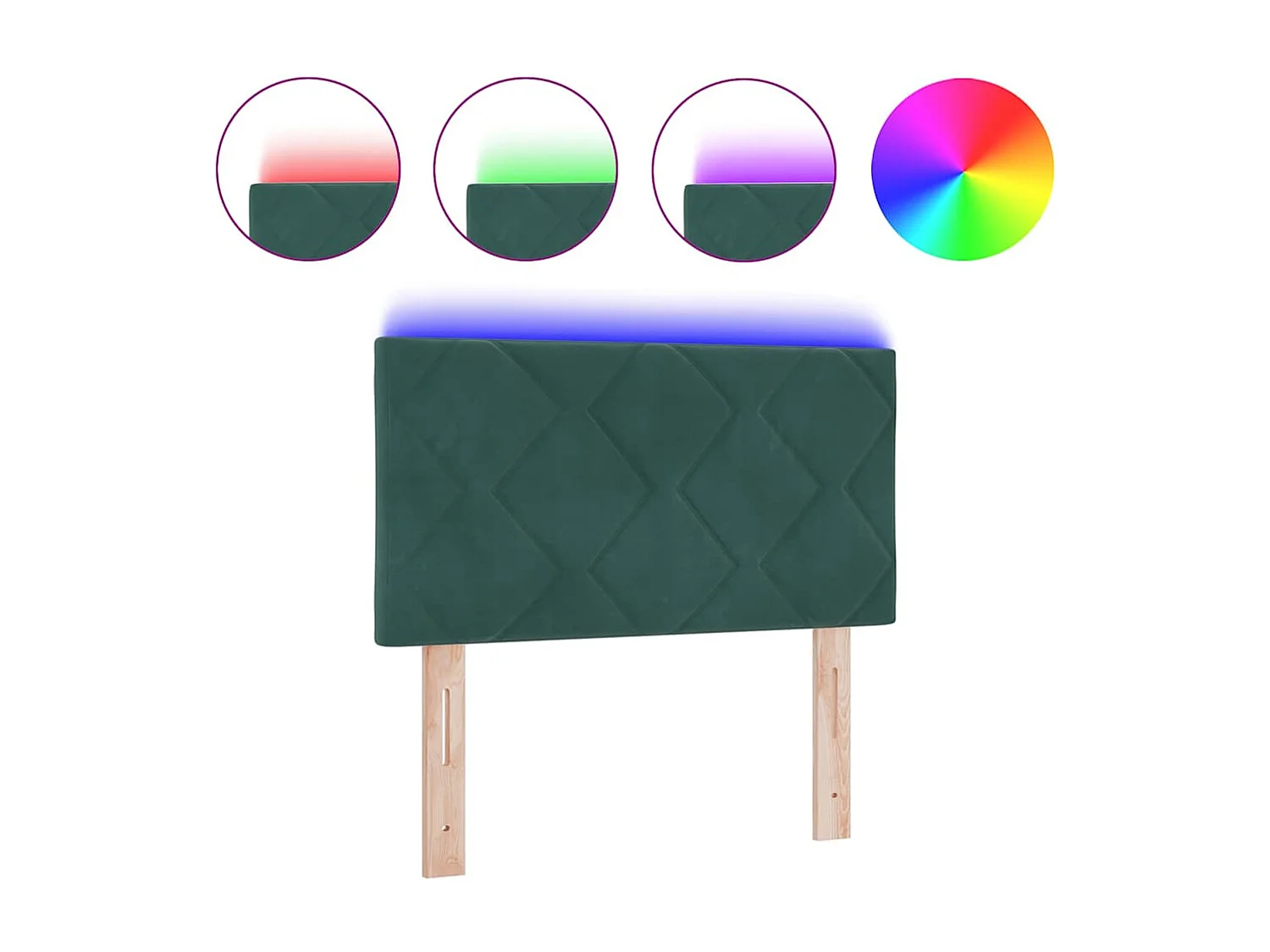 Tête de Lit LED Géométrique Vert foncé 80 cm Velours