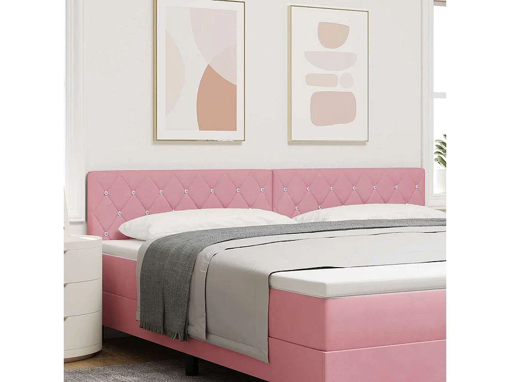 Tête de Lit en Velours Argyle Rose 200 cm Velours