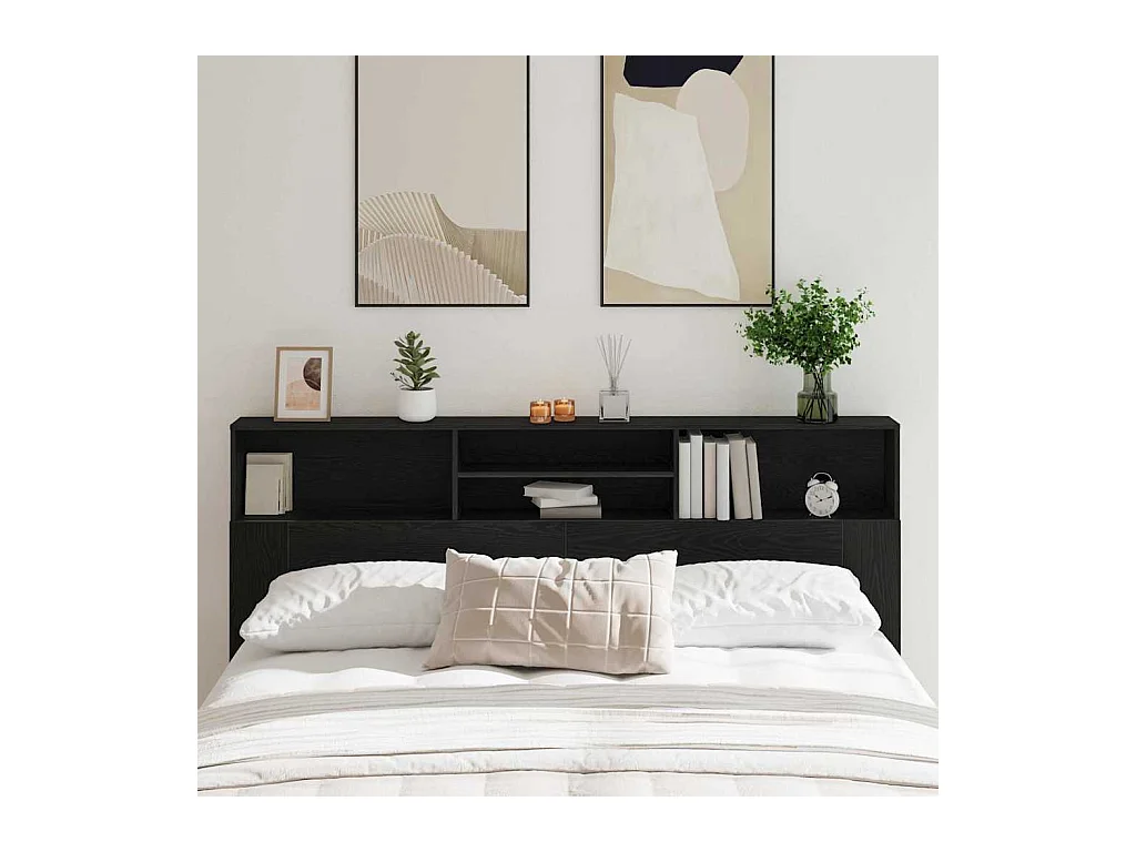 Cabecero de armario con estante Roble negro 200 x 19 x 103.5 cm