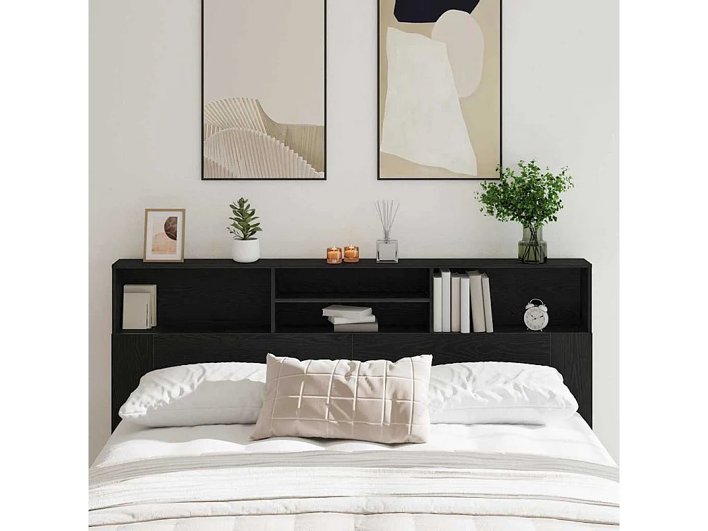 Hoofdeinde Kast met plank Zwart eiken 200 x 19 x 103.5 cm