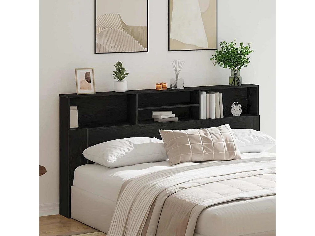 Hoofdeinde Kast met plank Zwart eiken 200 x 19 x 103.5 cm