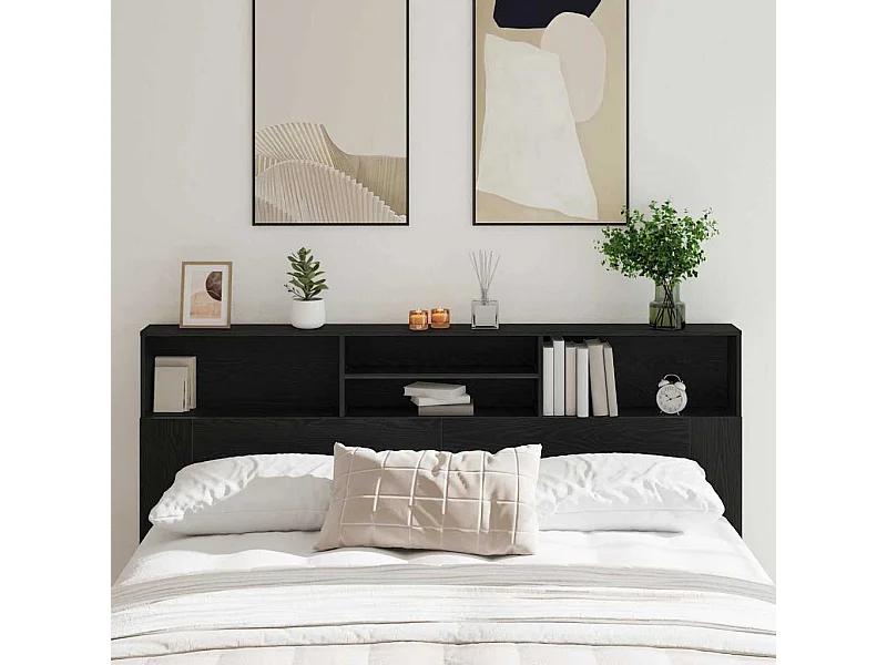 Hoofdeinde Kast met plank Zwart eiken 200 x 19 x 103.5 cm