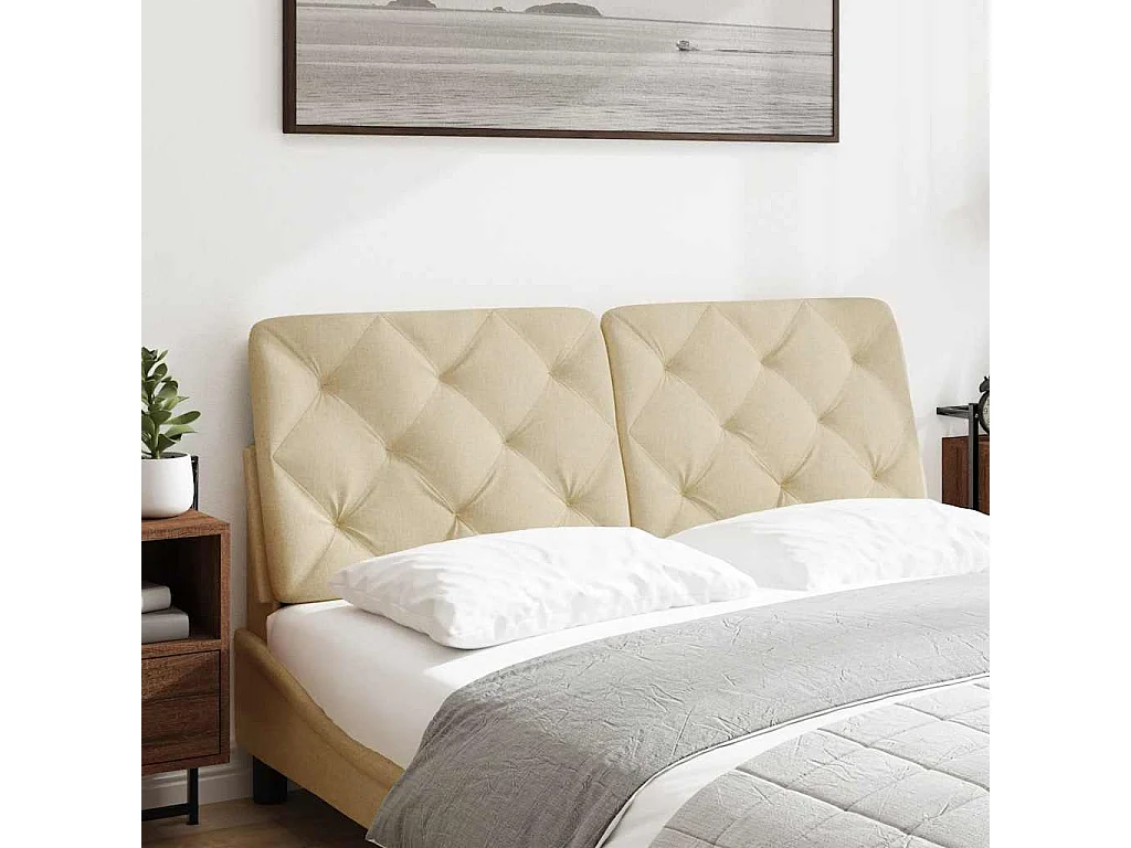 Cabecero de cama acolchado tela crema 120 cm
