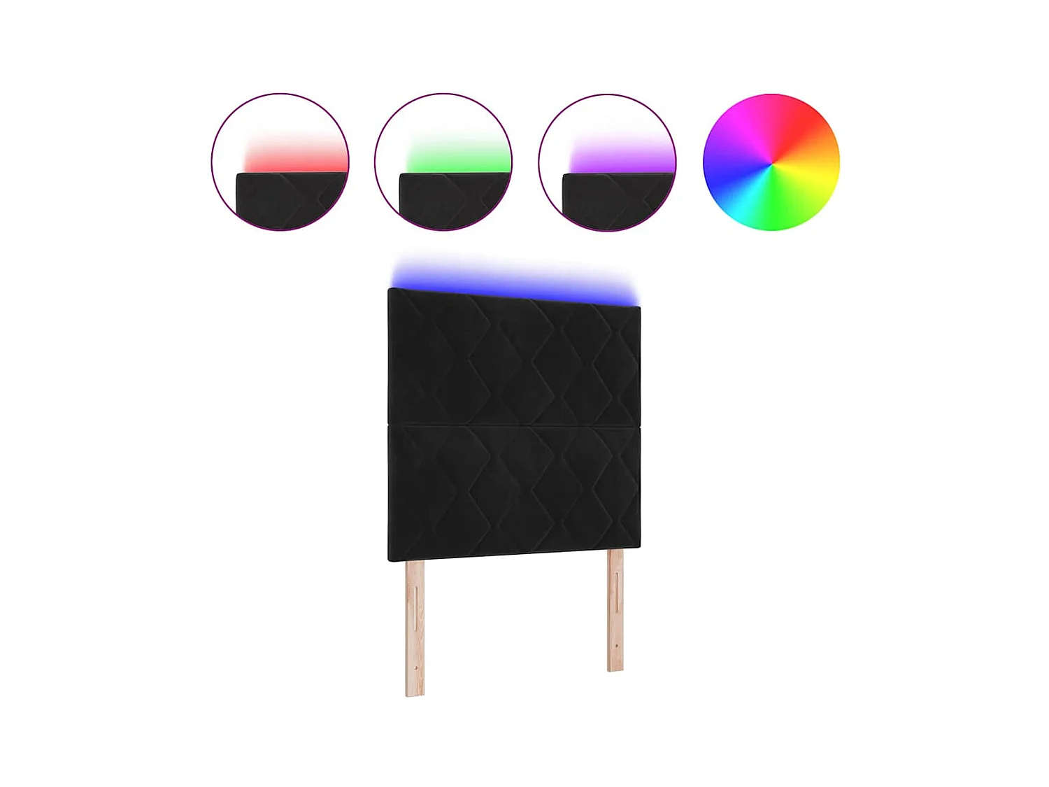 Tête de Lit LED avec des lumières à LED Noir 100 cm Velours