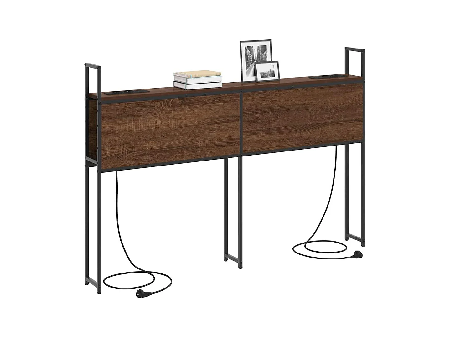 Tête de lit avec Station de Charge Chêne marron