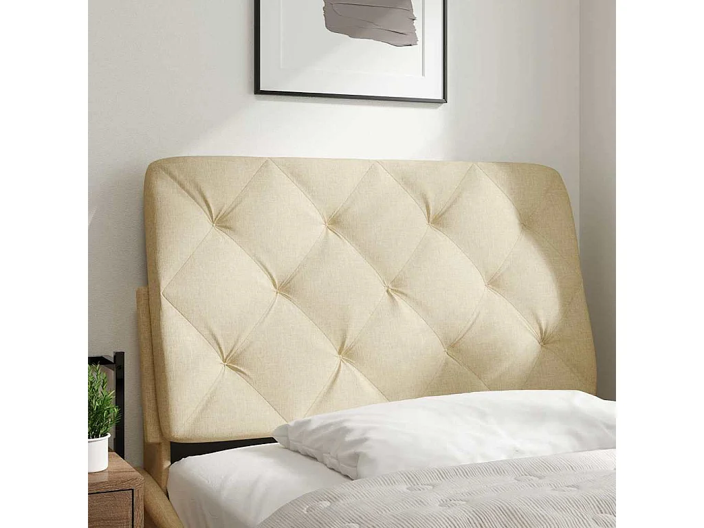 Cabecero de cama acolchado tela crema 80 cm
