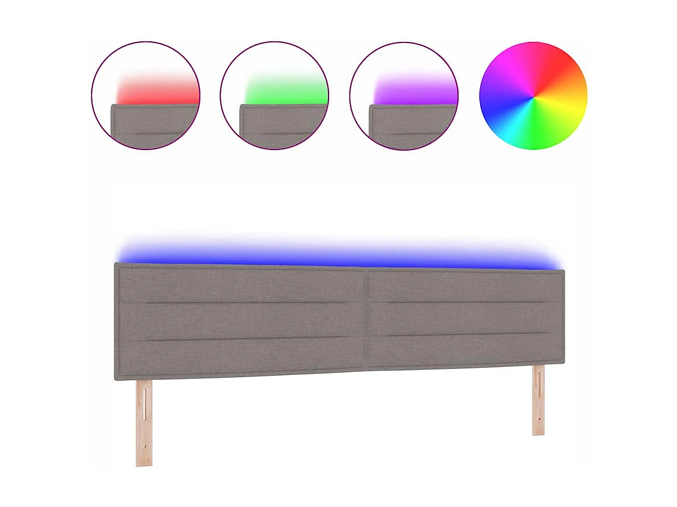 Cabecero LED con luces de tiras LED Manual Taupé 200 cm tela