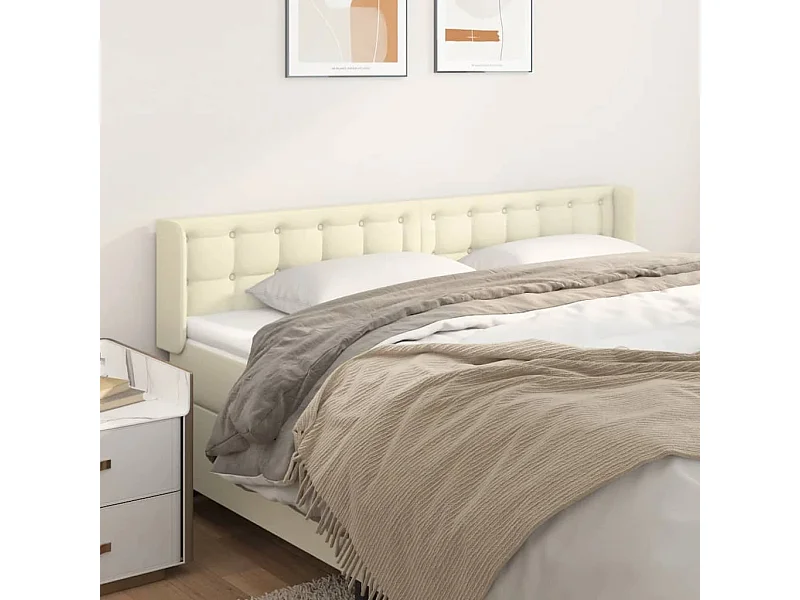 Tête de lit avec oreilles Crème 163x16x78/88 cm Similicuir