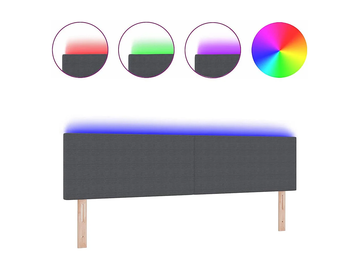 Tête de lit LED avec des lumières à LED Gris foncé 180 cm tissu