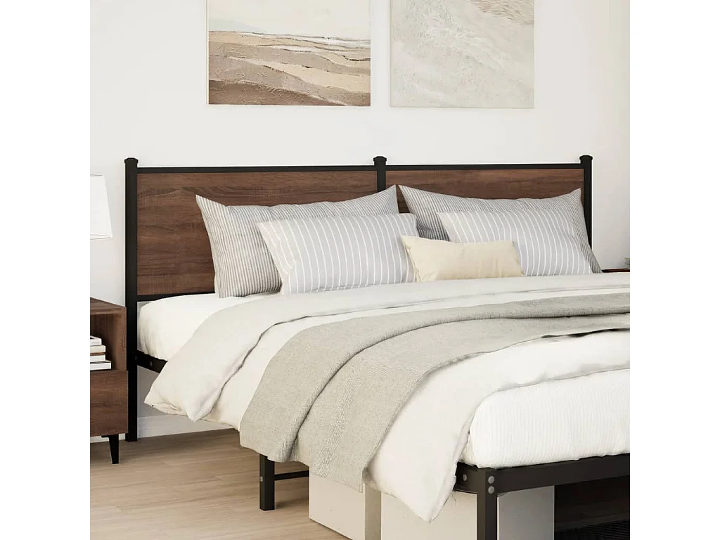 Tête de lit chêne marron 180 cm bois d'ingénierie et acier