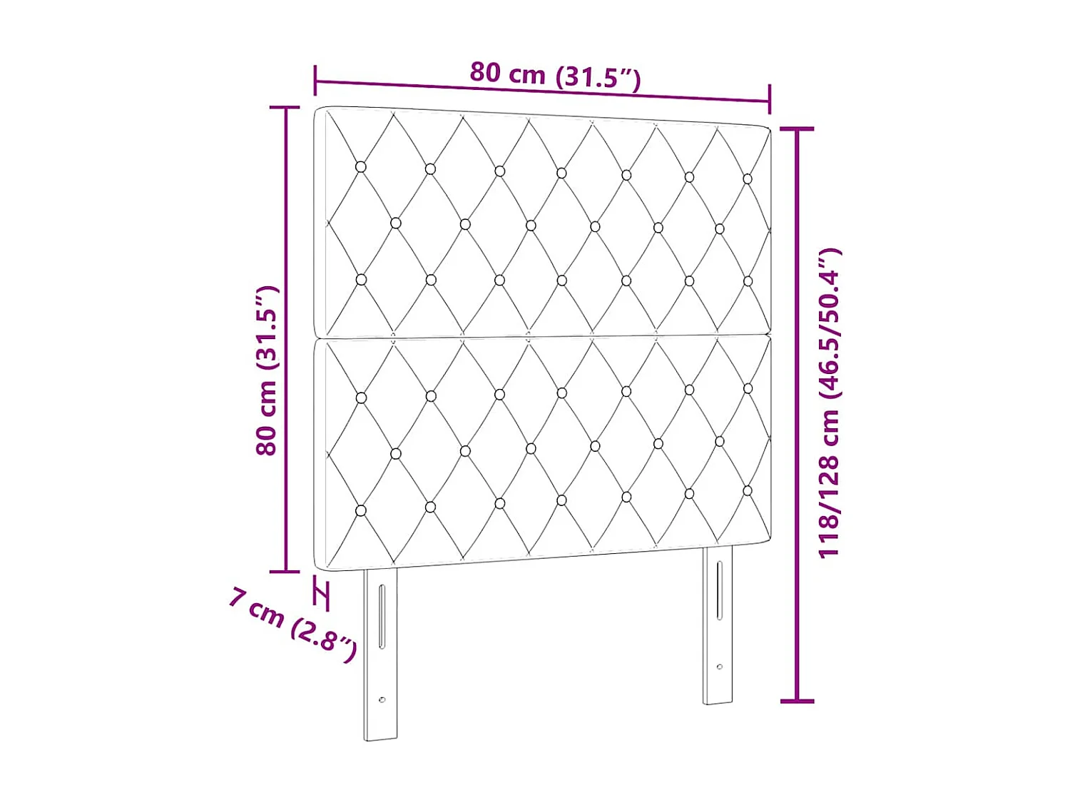 Tête de Lit LED Argyle Gris clair 80 cm Velours