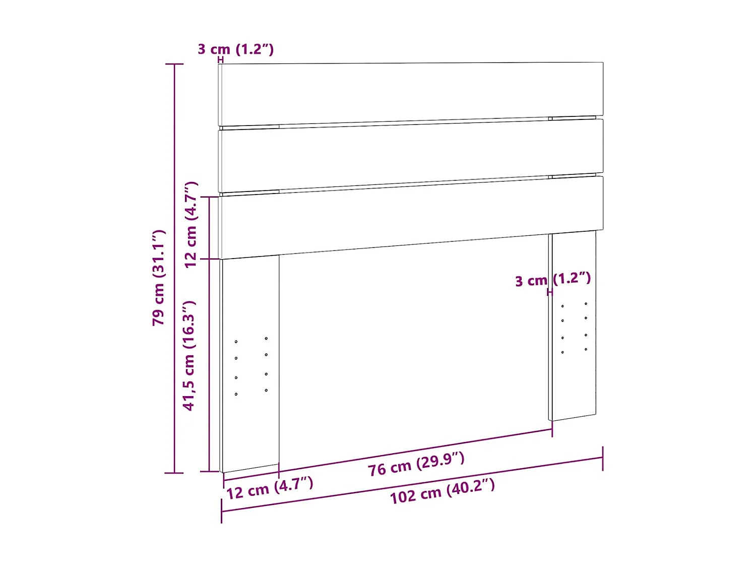 Tête de lit 100 cm bois massif de chêne