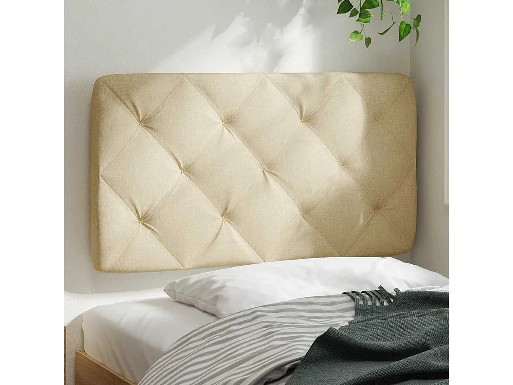 Cabecero de cama acolchado tela crema 90 cm