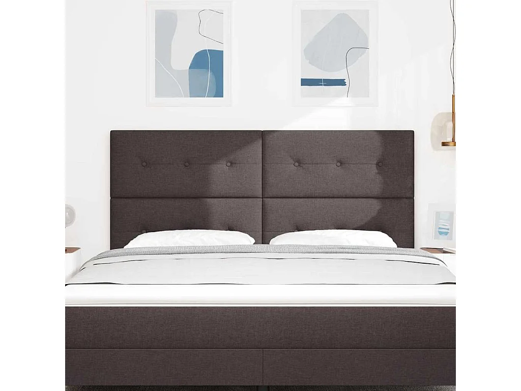 Tête de Lit LED avec tête de lit Marron foncé 180 cm tissu