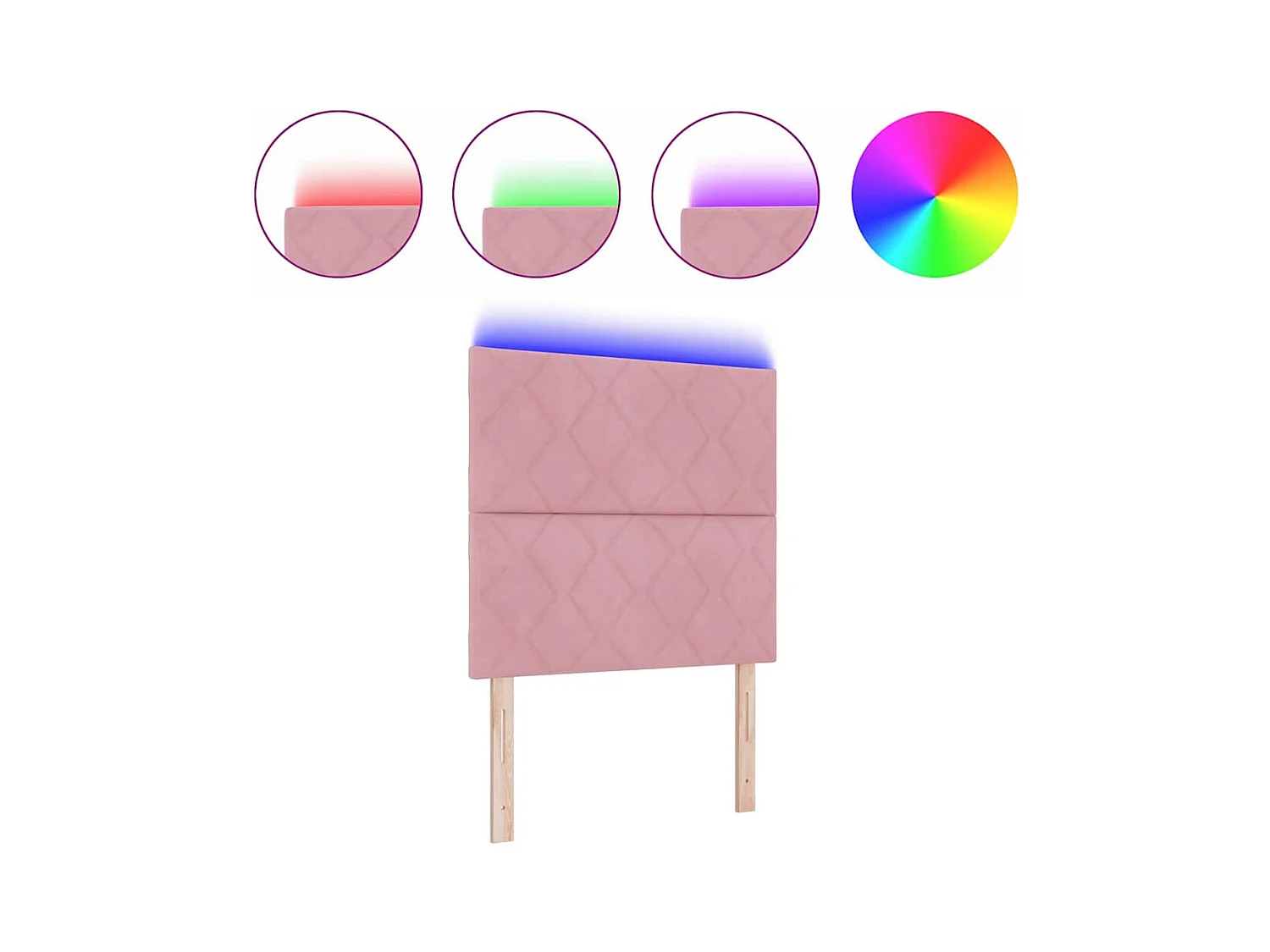 Tête de Lit LED avec des lumières à LED Rose 100 cm Velours