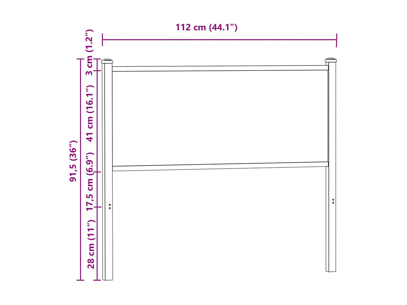 Tête de lit chêne fumé 107 cm bois d'ingénierie et acier