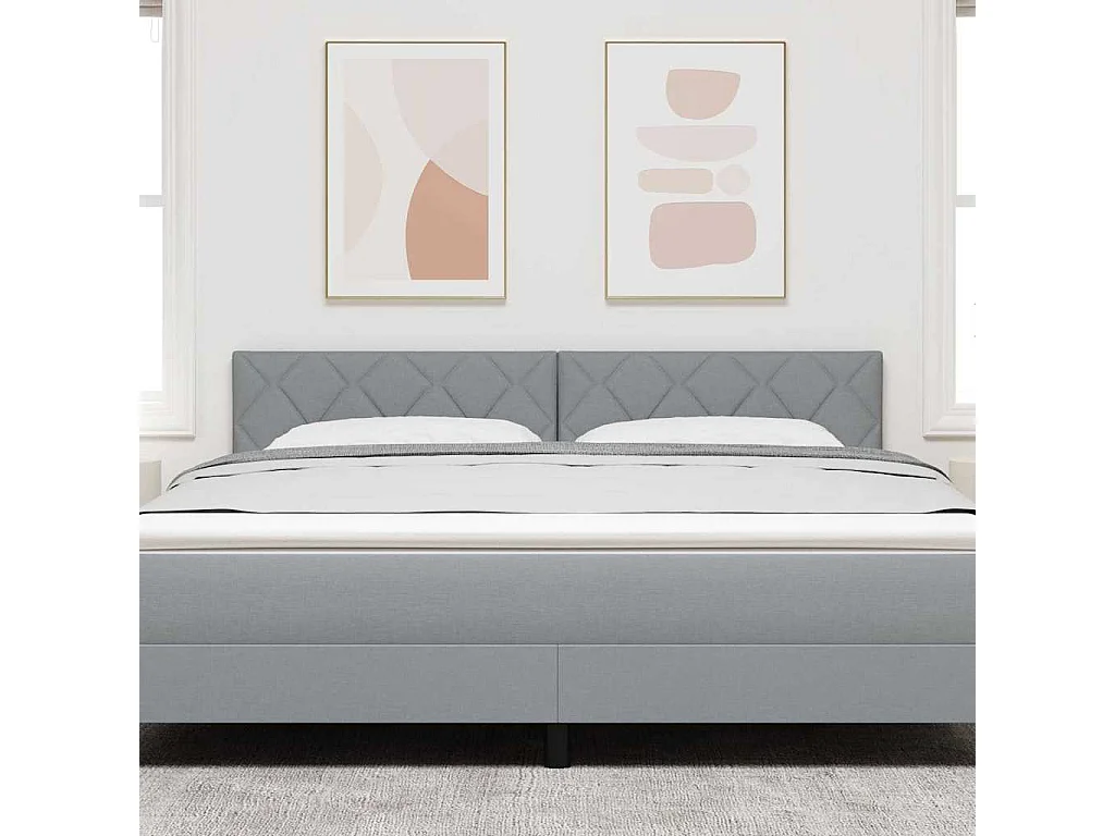 Cabeceira de Tecido Geométrico Cinzento-claro 180 cm tecido