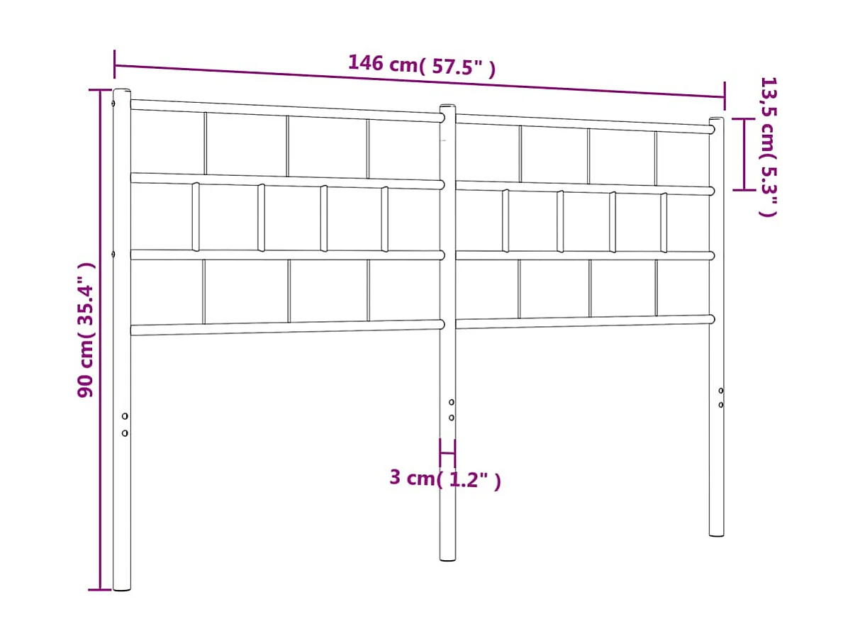 Hoofdbord 140 cm metaal zwart