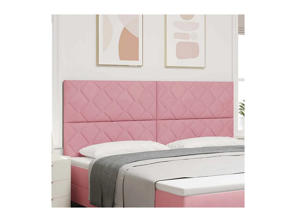 Tête de Lit LED avec des lumières à LED Rose 200 cm Velours