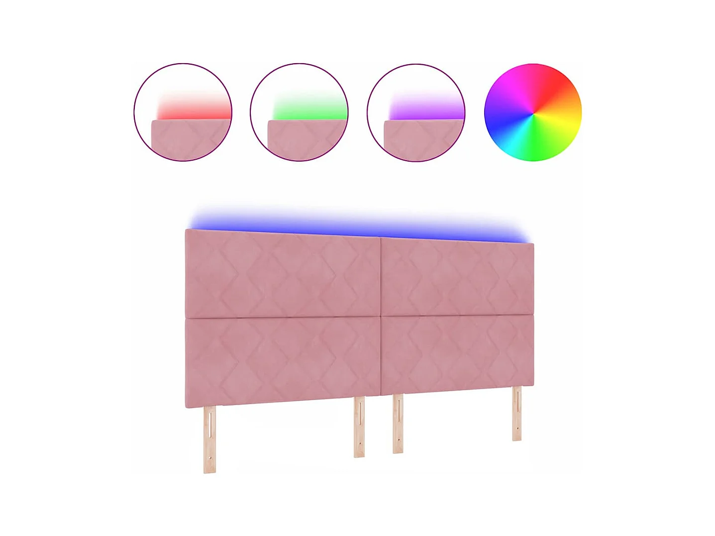 Tête de Lit LED avec des lumières à LED Rose 200 cm Velours