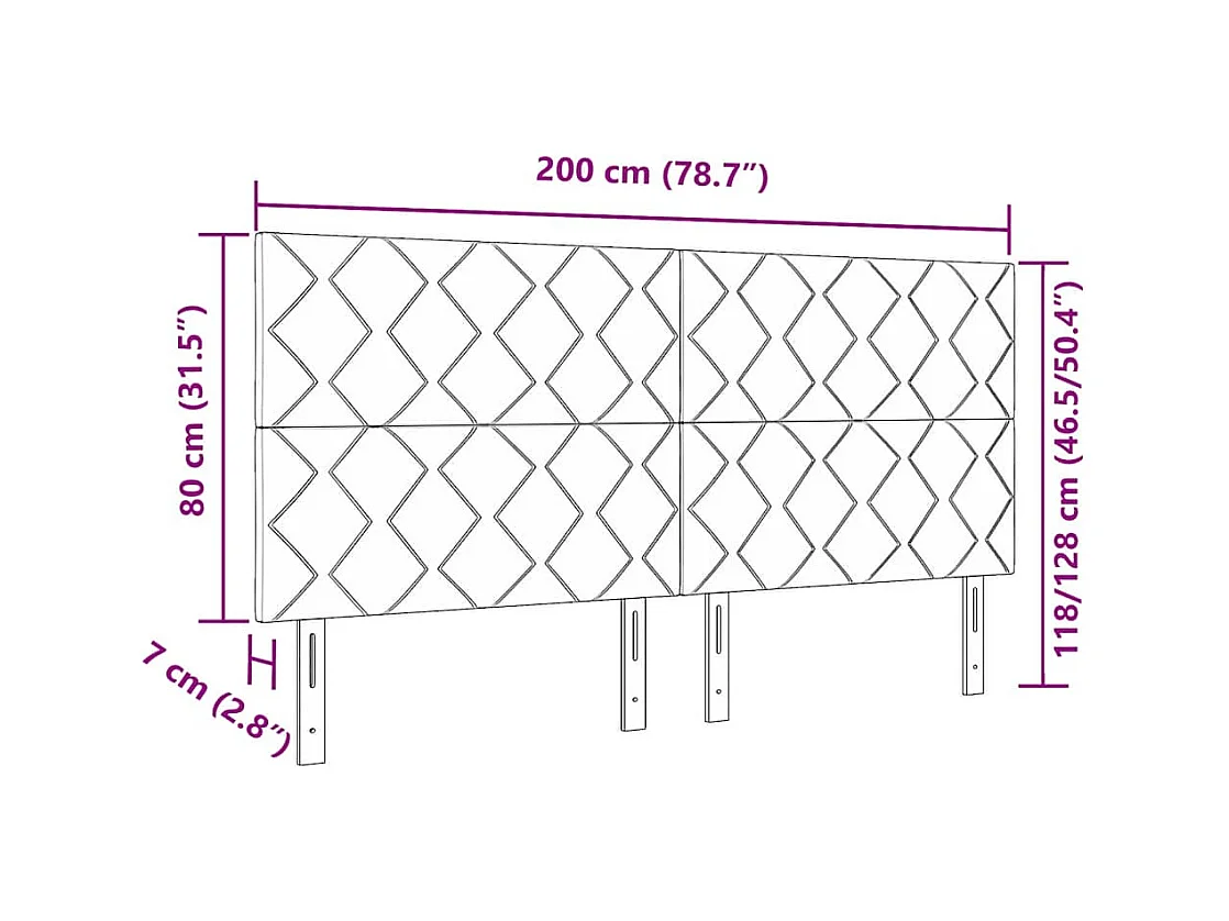 Tête de Lit LED avec des lumières à LED Rose 200 cm Velours
