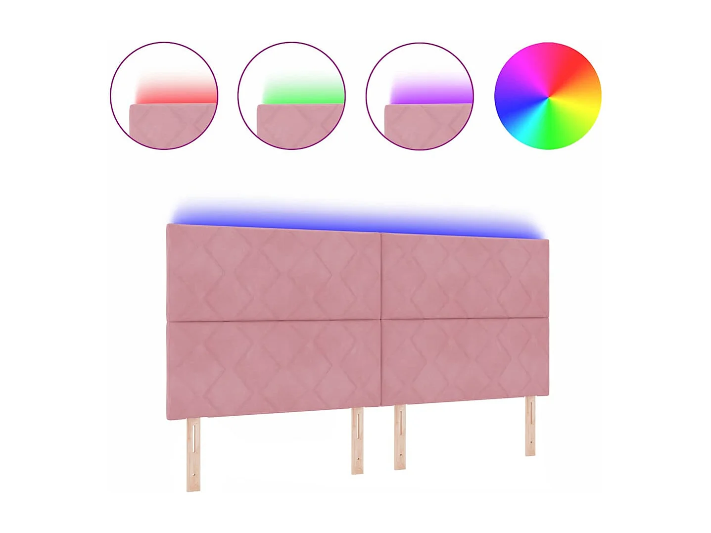 Tête de Lit LED avec des lumières à LED Rose 200 cm Velours