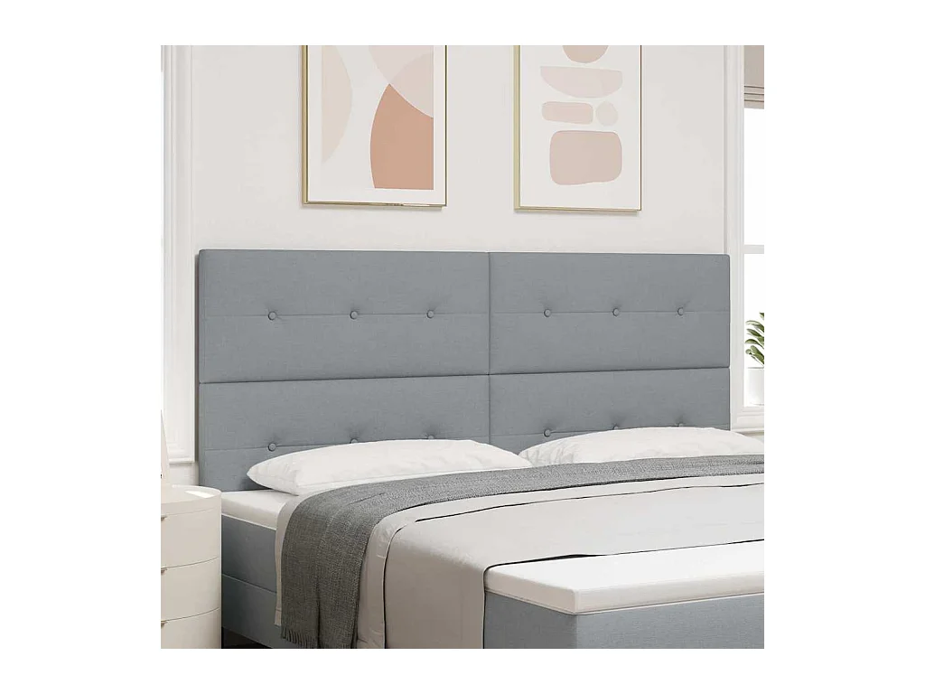 Tête de lit avec tête de lit Gris clair 200 cm tissu