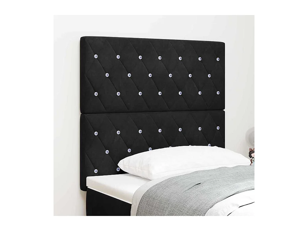 LED-hoofdeind met LED -striplichten Geruit Zwart 100 cm Fluweel