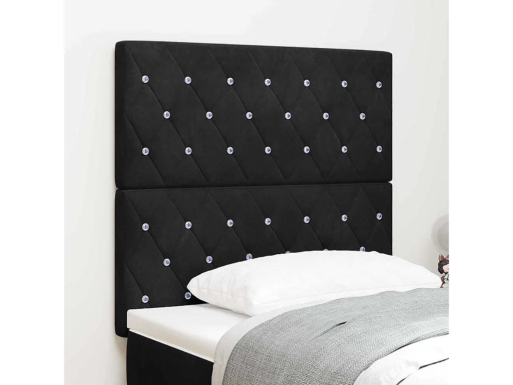 LED-hoofdeind met LED -striplichten Geruit Zwart 100 cm Fluweel